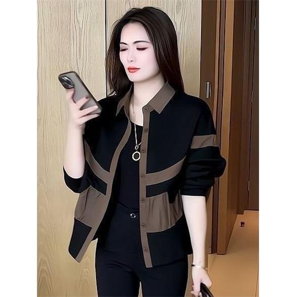 潮牌CVY外套女2025春秋新款休闲显瘦撞色上衣polo领时尚减龄夹克