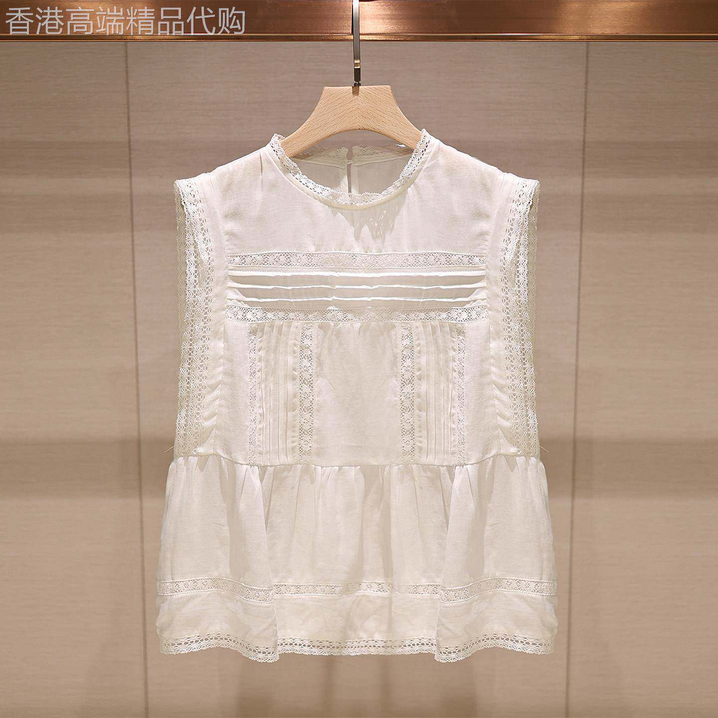 设计感小众上衣贵卓雅2025夏夏日绝美镂空蕾丝圆领白色衬衫背心女