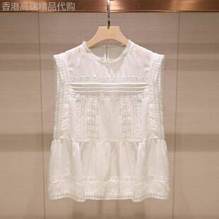 设计感小众上衣贵卓雅2025夏夏日绝美镂空蕾丝圆领白色衬衫背心女