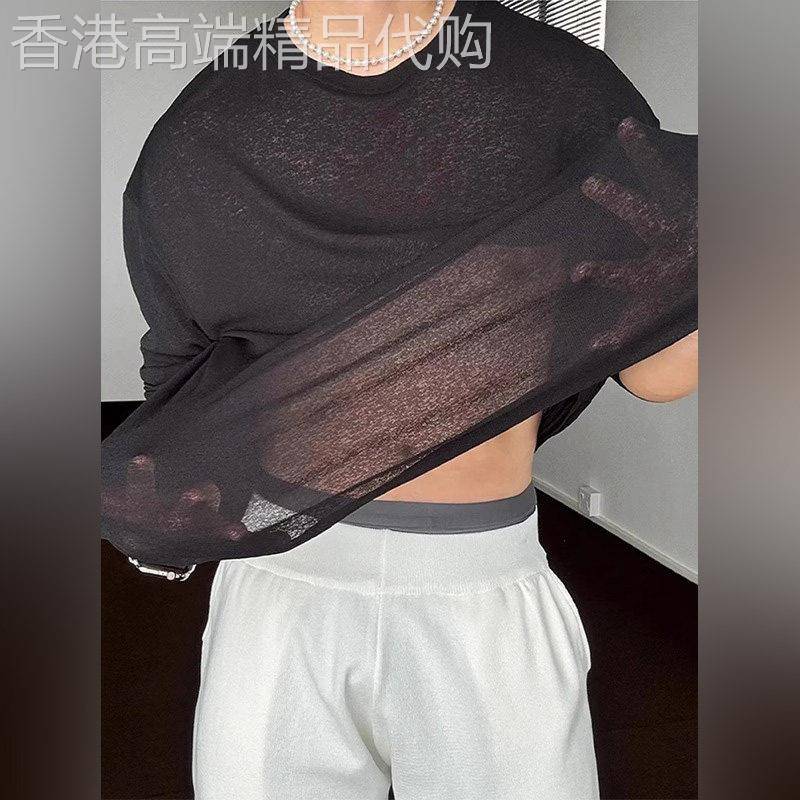 轻奢薄纱透气冰丝长袖T恤2026夏季轻薄皮肤衣宽松防晒罩衫上衣