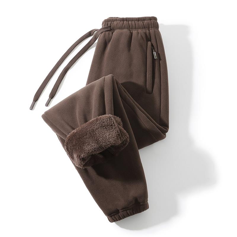 MAROLIO~高端重磅羊羔绒裤子男冬季加绒加厚棉裤保暖束脚休闲长裤