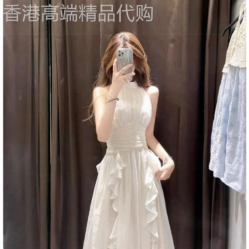 法式白月光褶皱收腰吊带连衣裙仙女伴娘小礼服高级感公主蓬蓬长裙