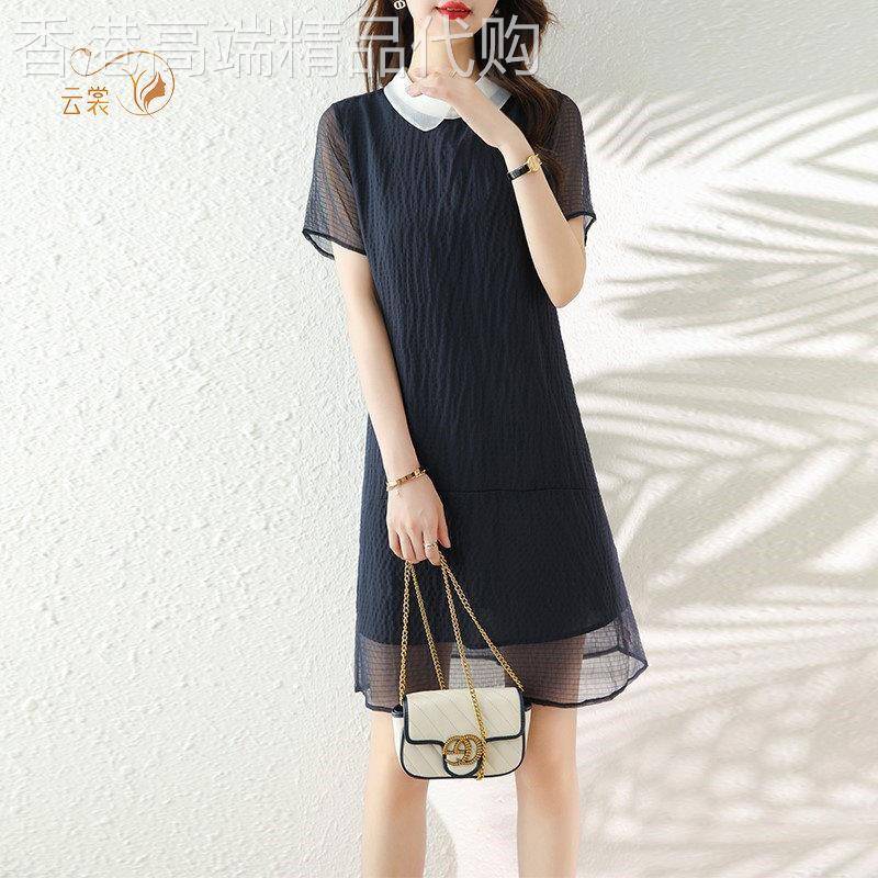 娃娃领雪纺洋装女2025夏季新款宽松显瘦高端时尚气质休闲裙子潮