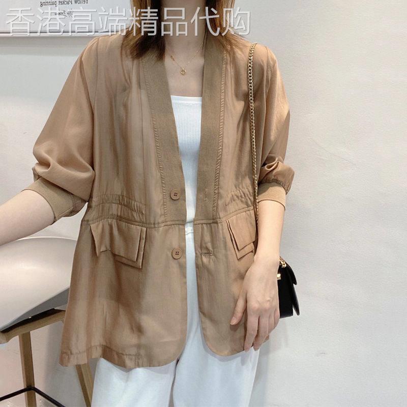薄款防晒衣外套女夏季新款清凉透气女士休闲五分袖开衫西装外套潮