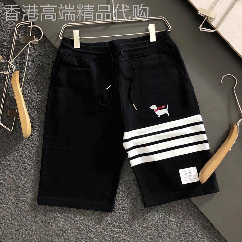 夏季色织休闲短裤男女款刺绣狗纯棉卫裤韩版潮流运动休闲沙滩裤男