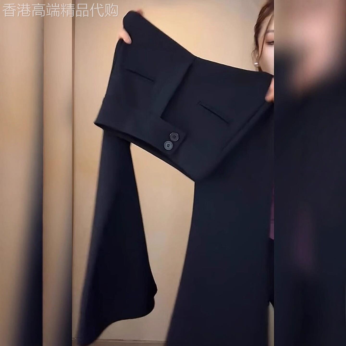潮牌高腰显瘦黑色西装微喇裤女春秋季2025年新款小个子修身喇叭裤