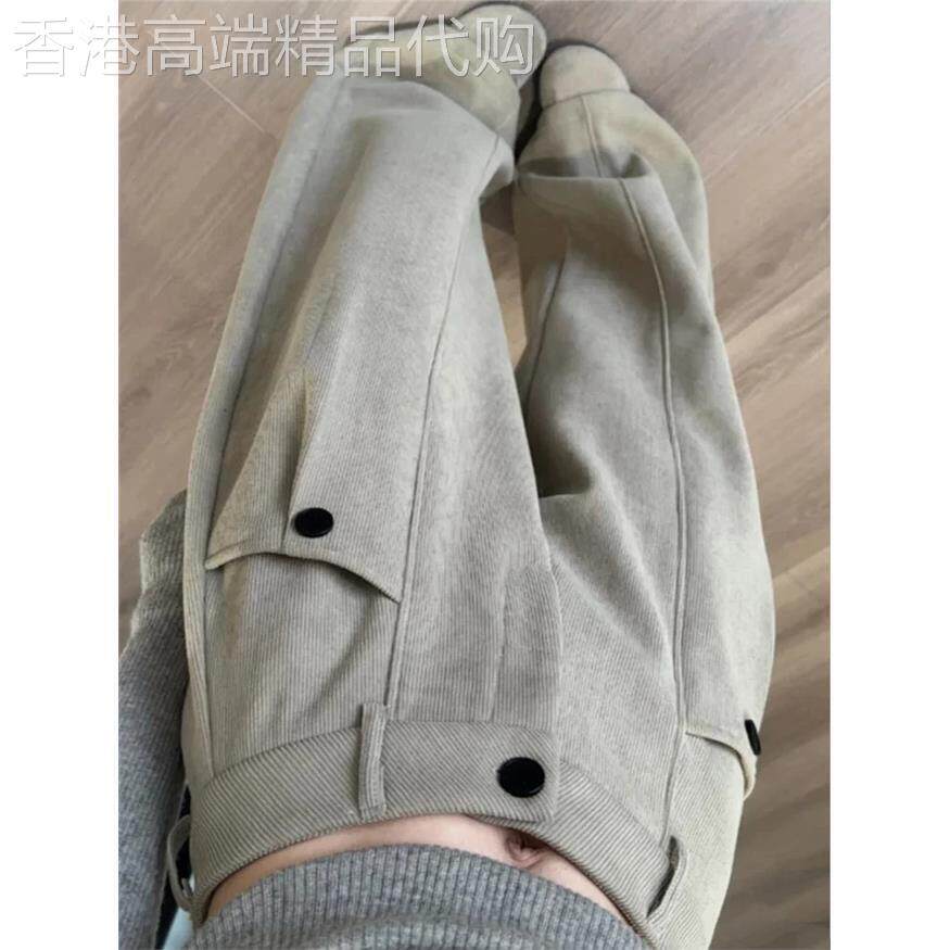 茶灰色阔腿裤女秋冬季2026新款加绒裤子小个子高腰直筒宽松西装裤