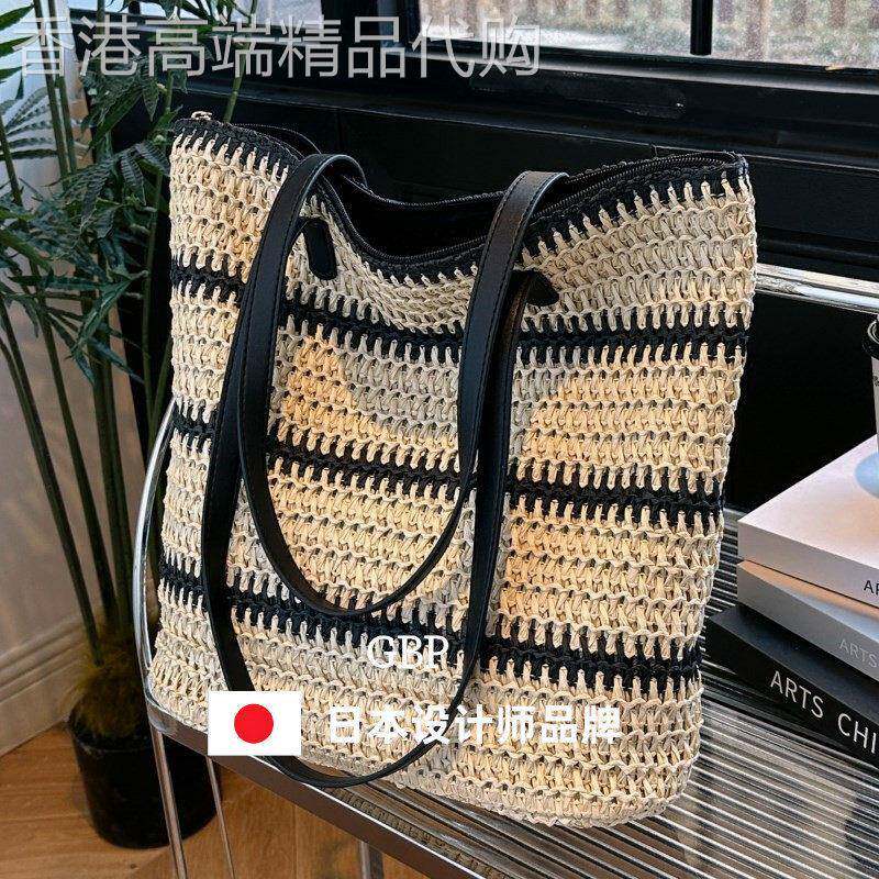 日本ファッションバッグ编织女包大容量单肩包通勤百搭草编托特包