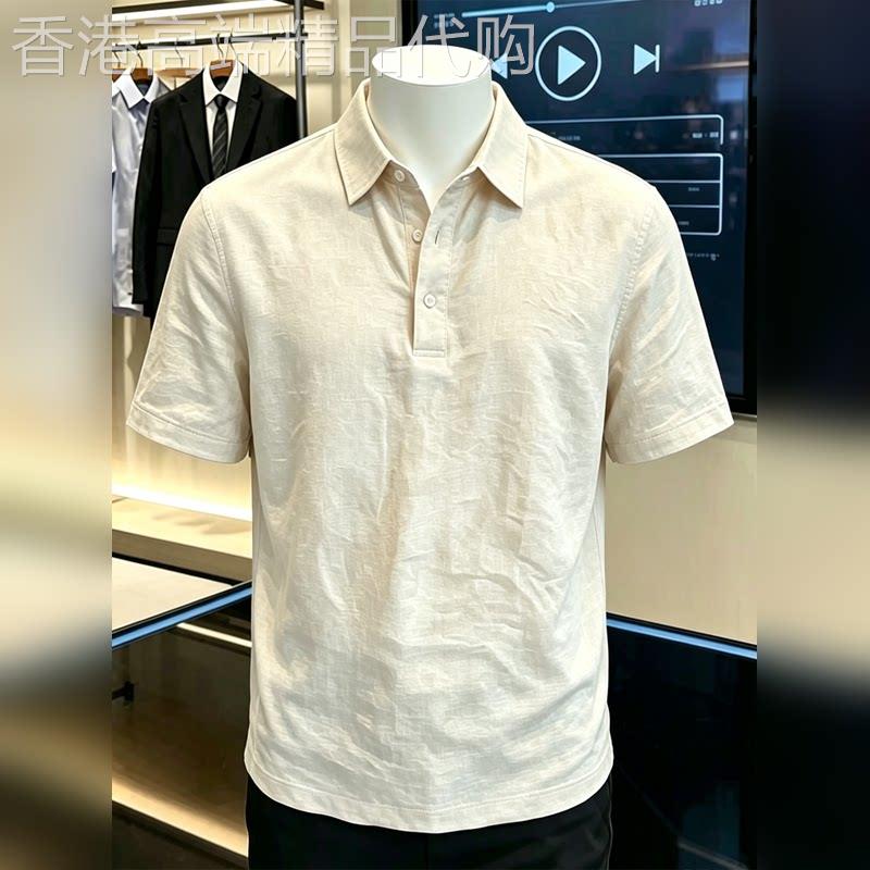 轻奢老钱风亚麻短袖男2026夏季轻薄棉麻T恤透气速干人夫感polo衫