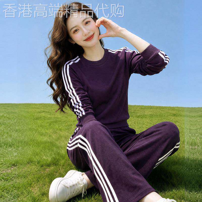 潮牌休闲运动服套装女士2026春秋新款晨跑服小个子妈妈卫衣两件套