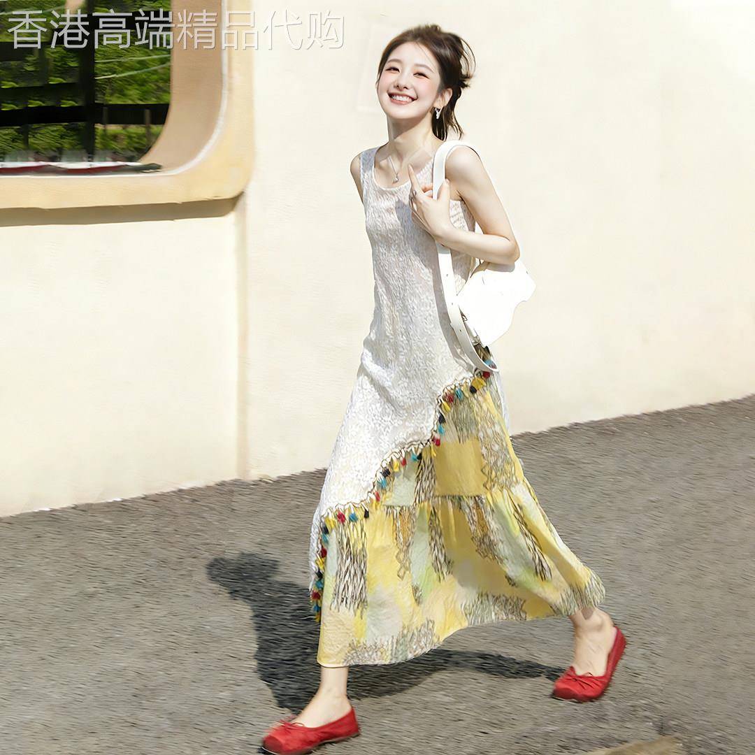 白色吊带背心上衣半身裙两件套女2026夏季新款波西米亚穿搭一整套