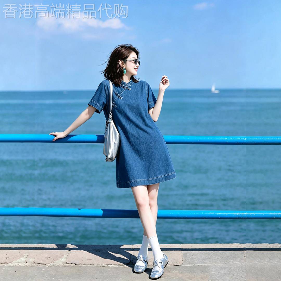 气质蓝色牛仔洋装女2026夏季新款小个子高级感独特巨好看短裙子