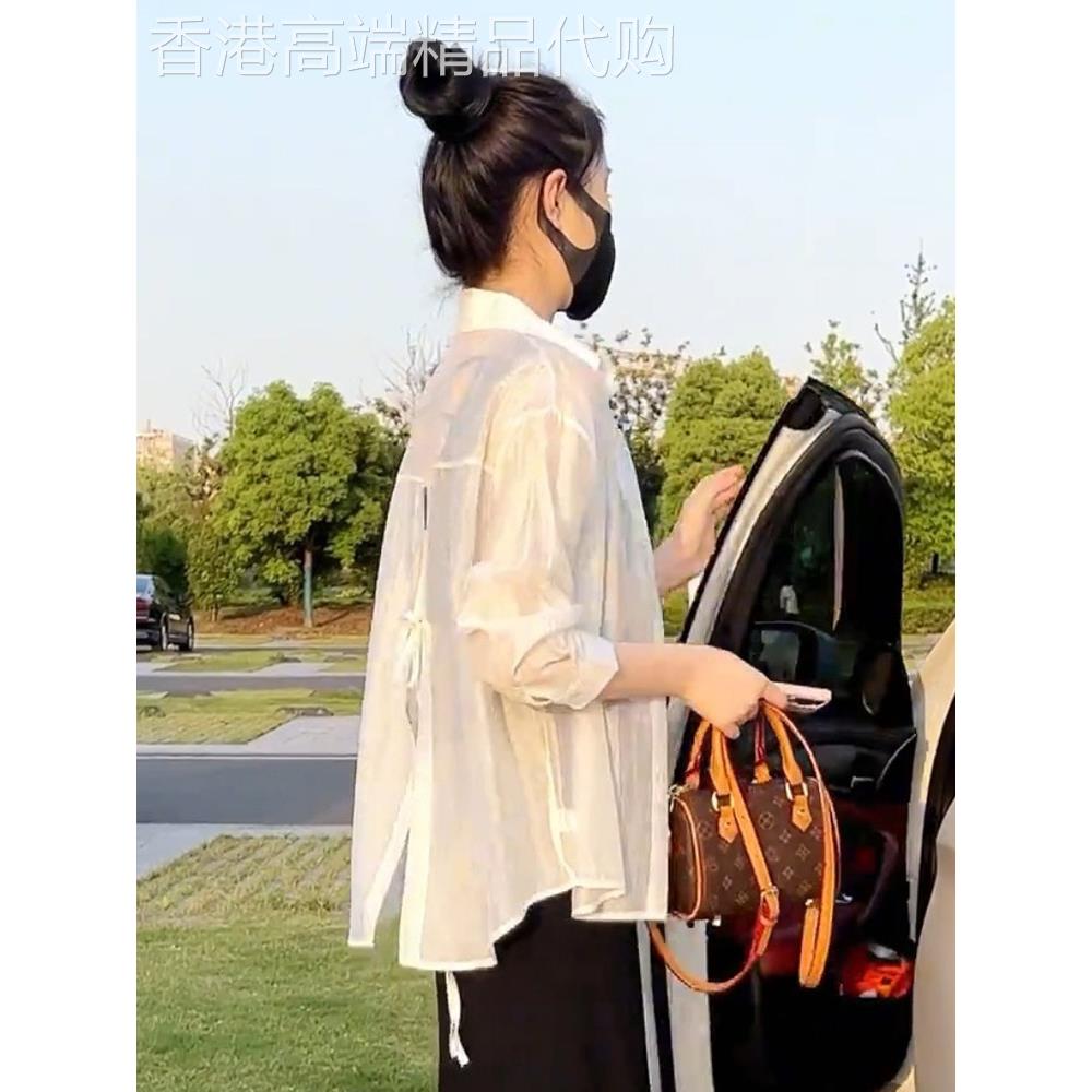 欧洲站后开衩天丝防晒衬衫女士高端无障碍豪华2025新夏季设计潮流