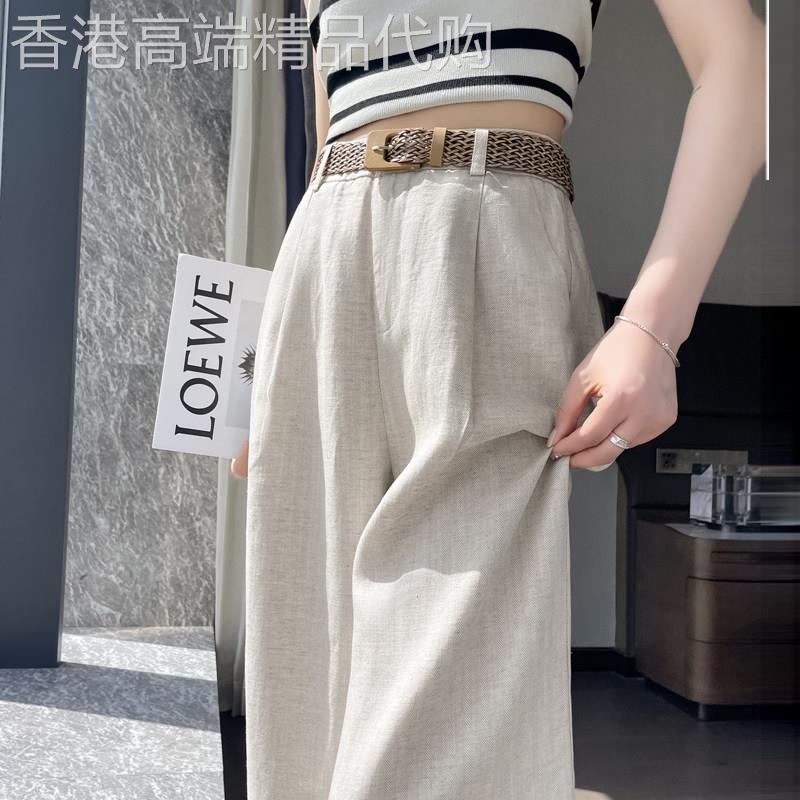 冰丝棉麻西装裤女夏季薄款高腰显瘦天丝亚麻休闲百搭宽松阔腿裤子