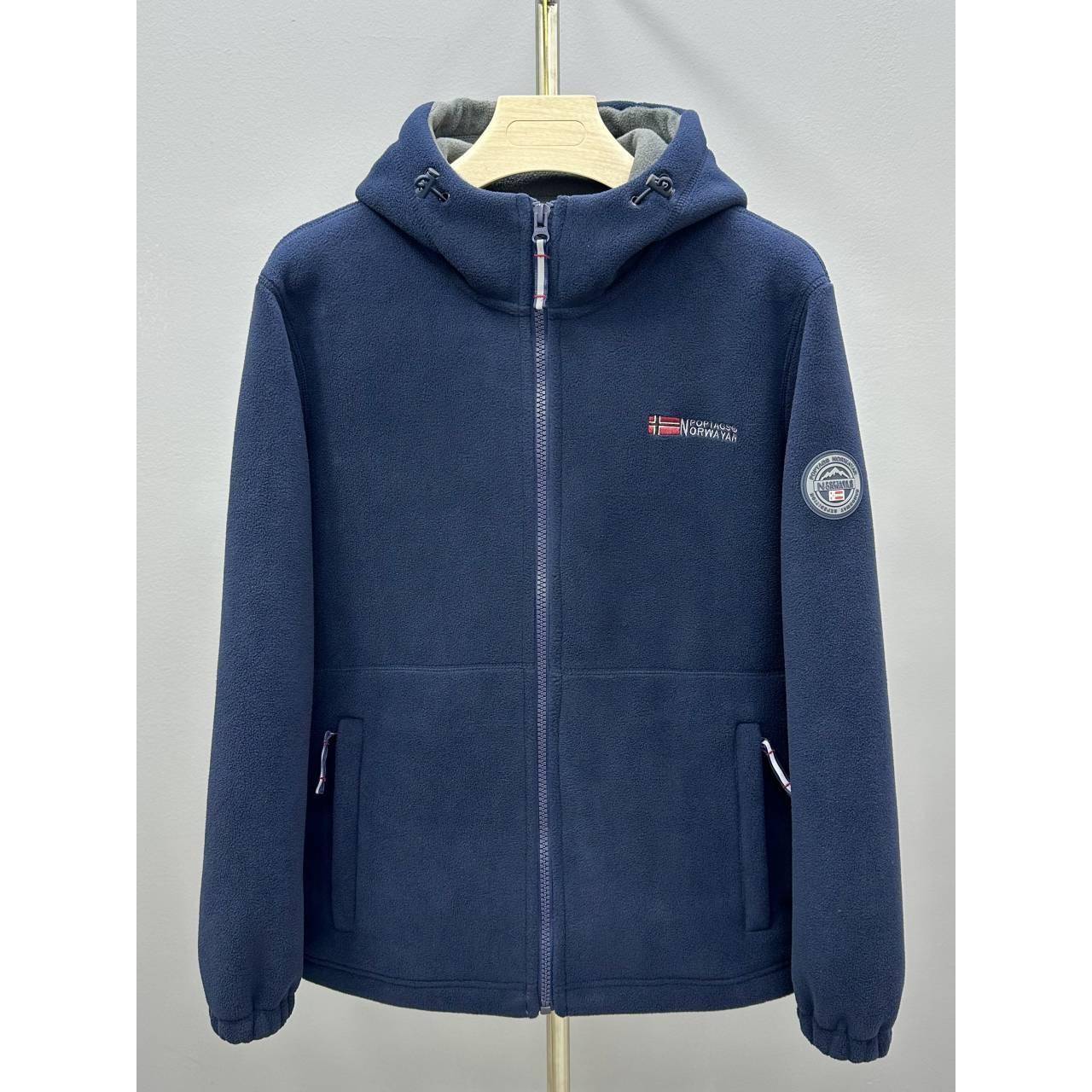 MAROLIO~英国出口！户外连帽外套加绒加厚防寒保暖男女款抓绒衣冬