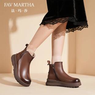 法玛莎高端厚底羊毛雪地靴女秋冬2025新款保暖加绒短靴百搭大棉鞋