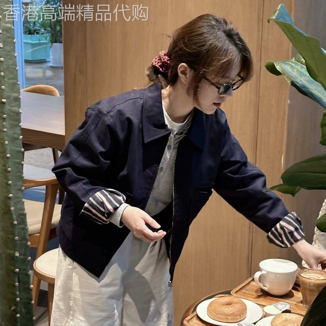 韩系深蓝色棒球服短款外套女春季2026新款小个子休闲工作服夹克上