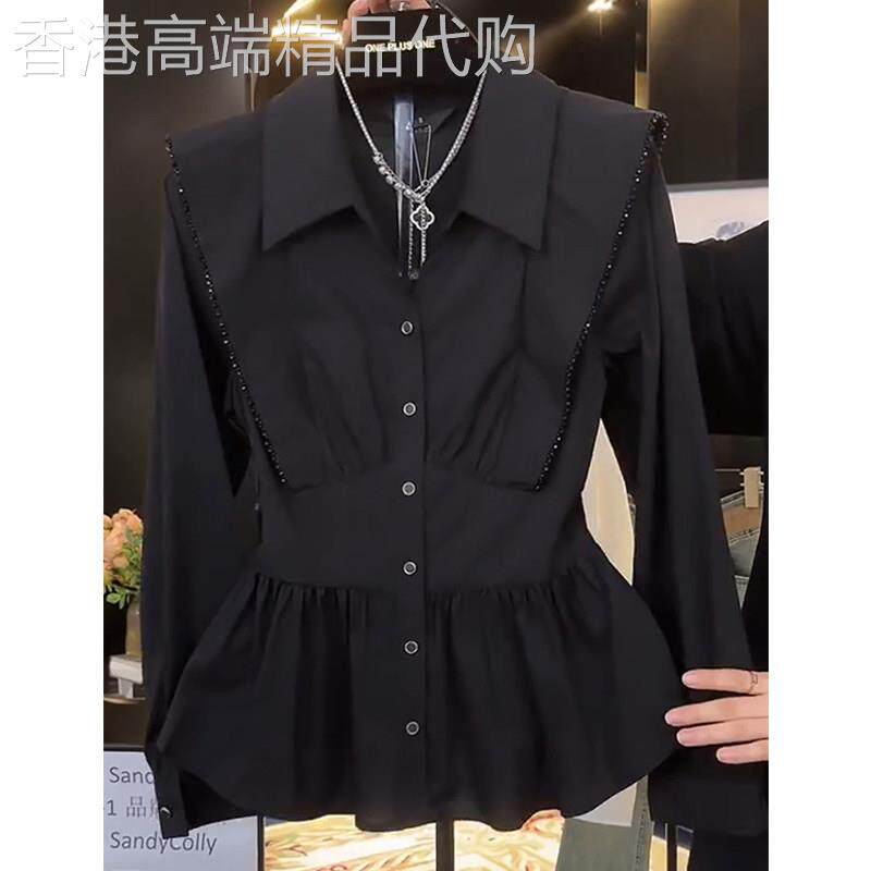 黑色长袖衬衫女2026新款春秋高级感轻奢减龄洋气大码胖mm衬衣上衣