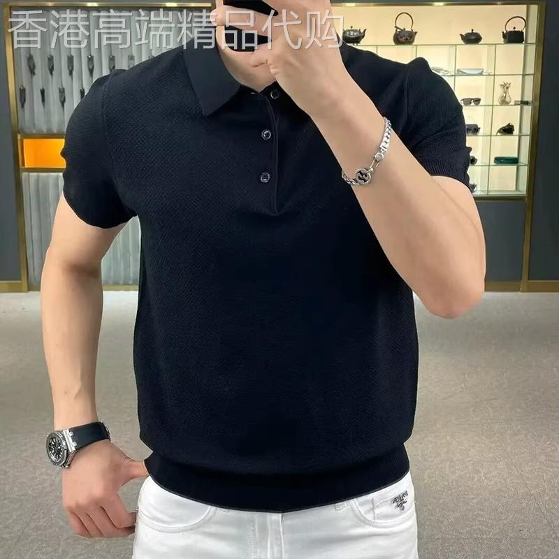 高端菠萝格短袖T恤polo衫男士2026新款春夏季弹力修身半袖衫男款