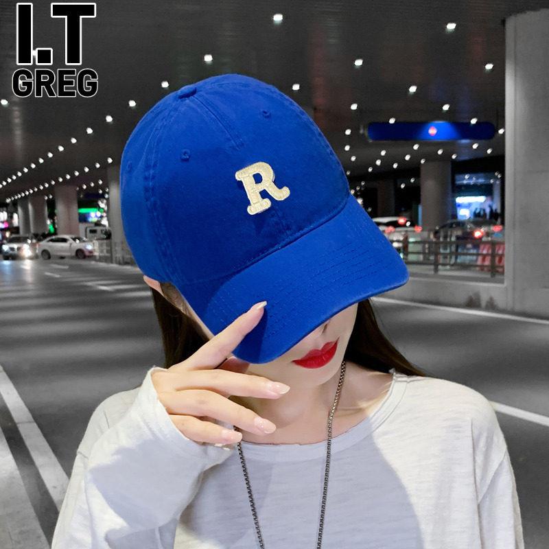 香港I.Tgreg帽子女春秋韩版潮百搭鸭舌帽软顶休闲R刺绣网红棒球帽