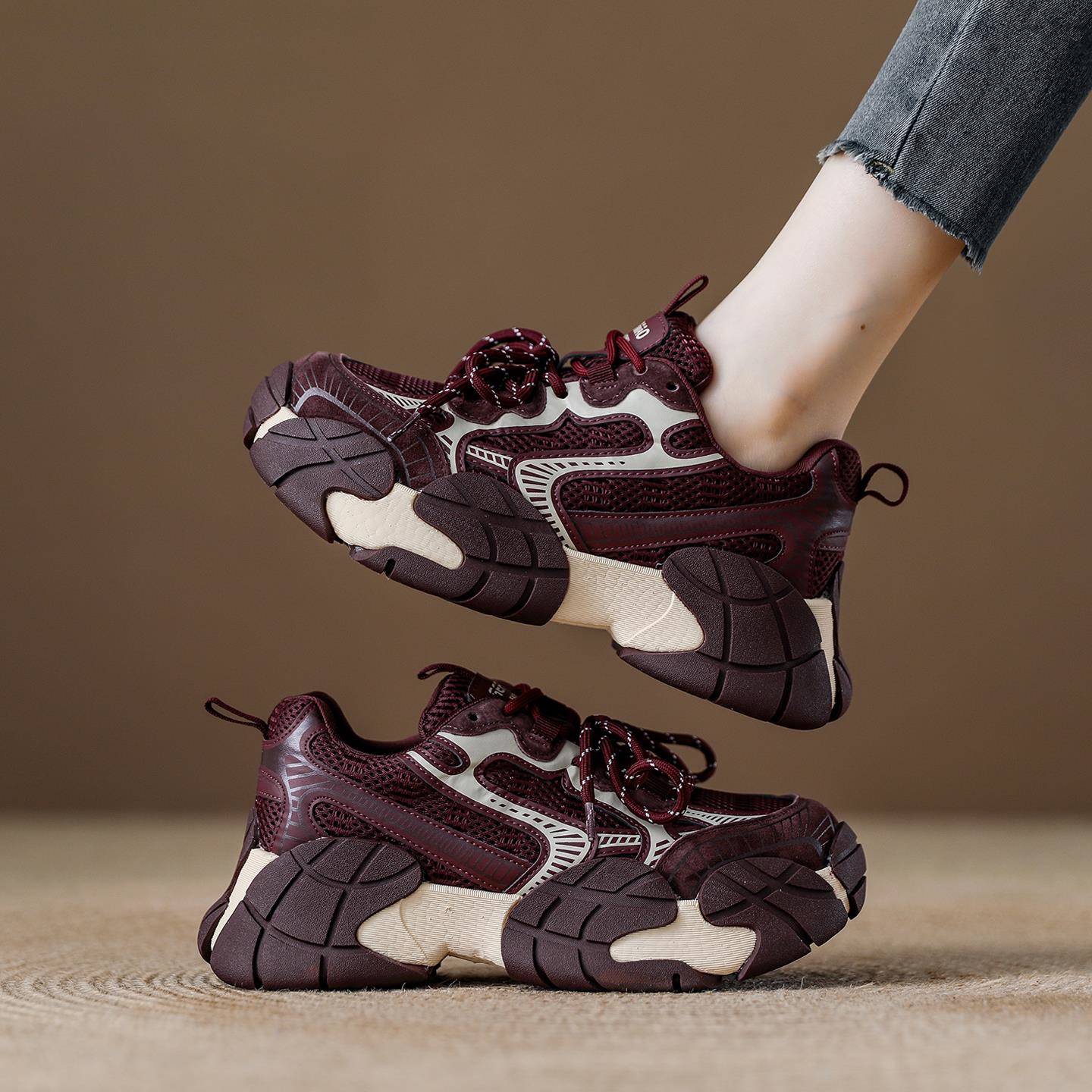 西班牙小众品牌ONGYSL复古老爹鞋女厚底增高舒适软底休闲运动鞋