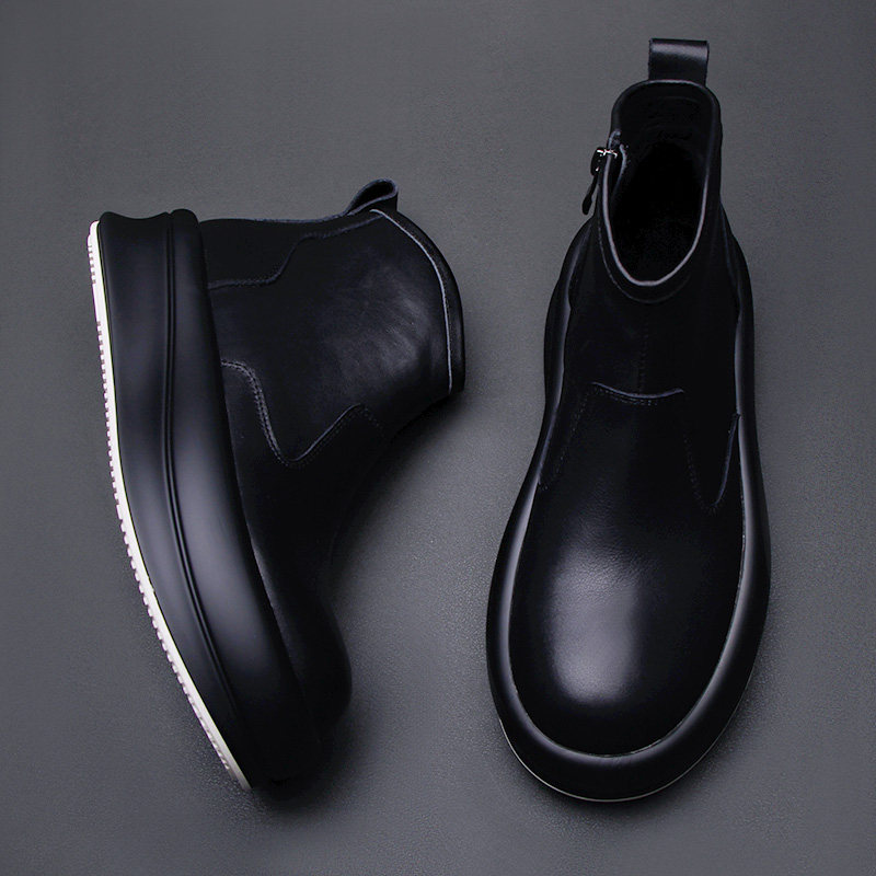 欧洲站潮牌切尔西靴男2025冬季加绒保暖男士套筒短靴子男高帮皮鞋,流行男鞋,切尔西靴,淘宝优惠券,粉丝福利购,淘宝优惠卷