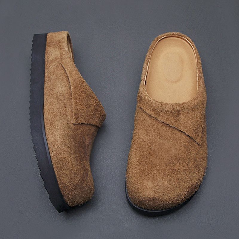 反绒牛皮时尚一脚蹬穆勒拖鞋男