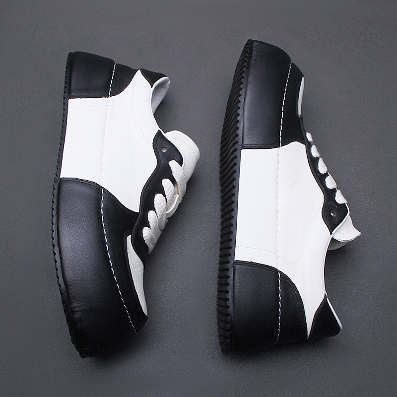 黑白拼色小众设计休闲板鞋