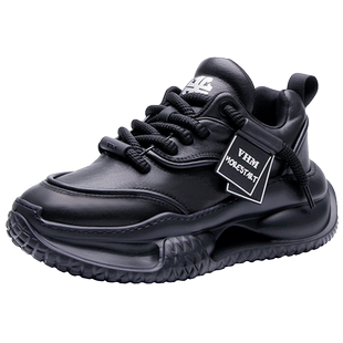 欧洲站潮牌老爹鞋男小众设计面包鞋头层牛皮运动休闲鞋厚底增高鞋