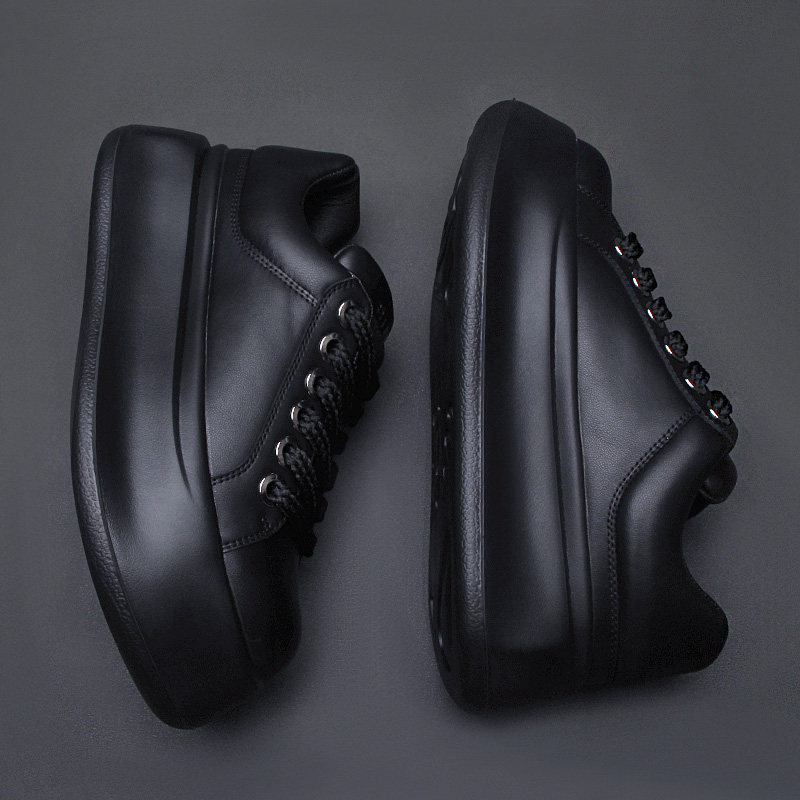 欧洲站潮牌牛皮板鞋男2025新款松糕厚底面包鞋男士休闲鞋增高板鞋,流行男鞋,时尚休闲鞋,淘宝优惠券,粉丝福利购,淘宝优惠卷