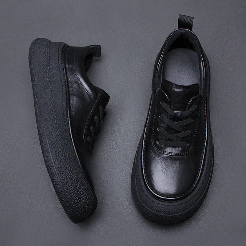 欧洲站男鞋冬季潮鞋2025新款真皮休闲鞋男复古褶皱牛皮鞋子男皮鞋