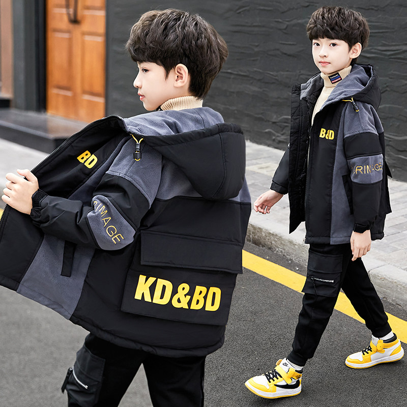 大男童深秋冬装外套七八十二三岁双胞胎兄弟男孩棉服酷帅加绒上衣