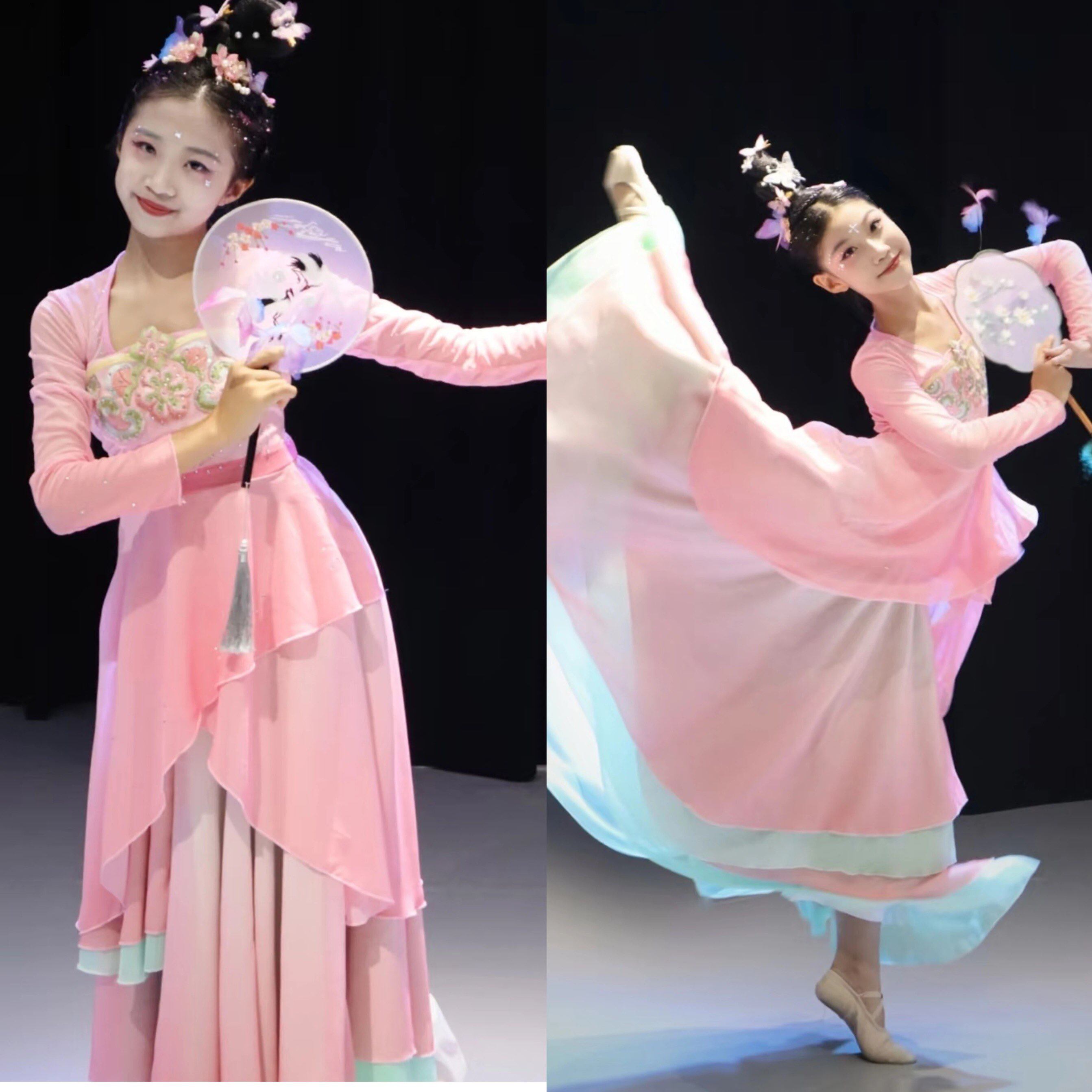儿童江南可采莲舞蹈服装古典舞和风蝶语演出服蝶梦云水乡玉蝶幽香 - 实物图