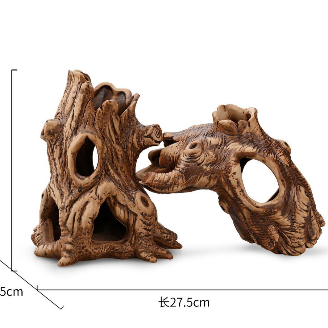 爬宠躲避屋鱼缸造景装饰乌龟晒台蜥蜴守宫树洞陶瓷躲避窝工厂