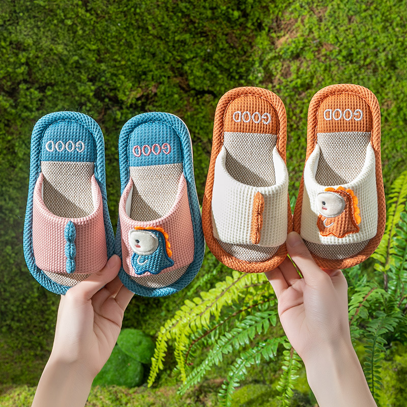 儿童四季卡通亚麻家居拖鞋春夏秋