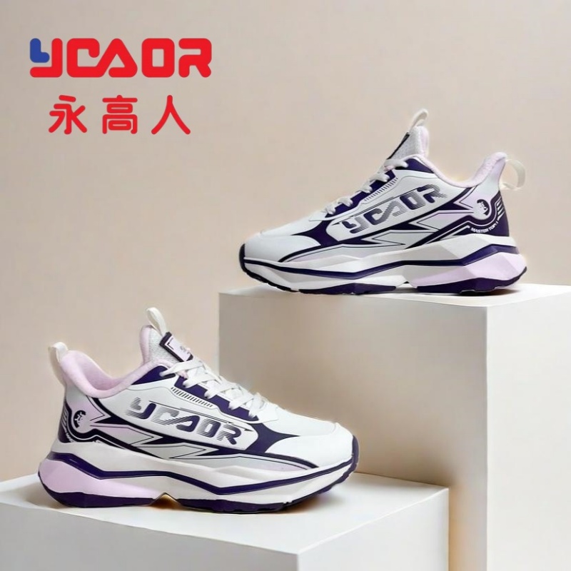 永高人2024冬款二棉36-39女大童皮面加绒防滑软系带运动鞋D05263