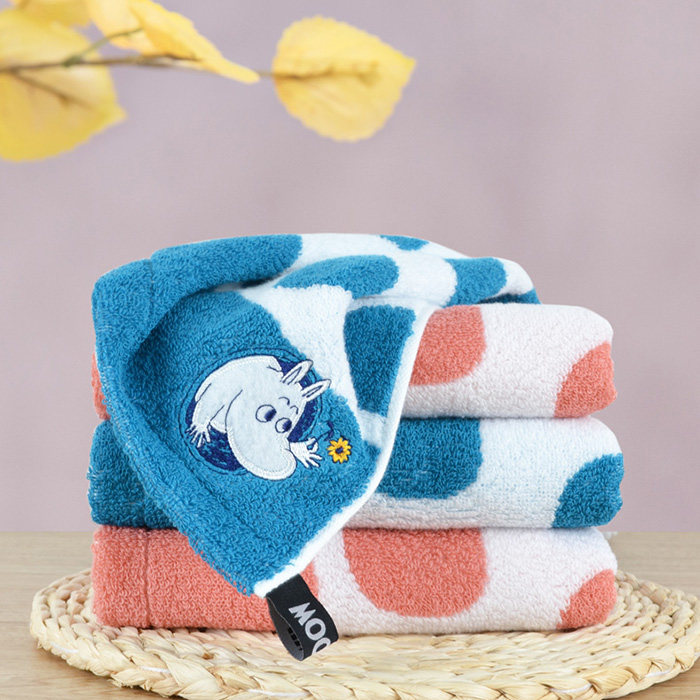 姆明moomin大水玉a类纯棉洗脸巾卡通家用浴巾毛巾吸水不易掉毛