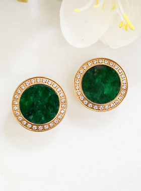 YL06566 翡翠耳钉  翡翠10*10mm