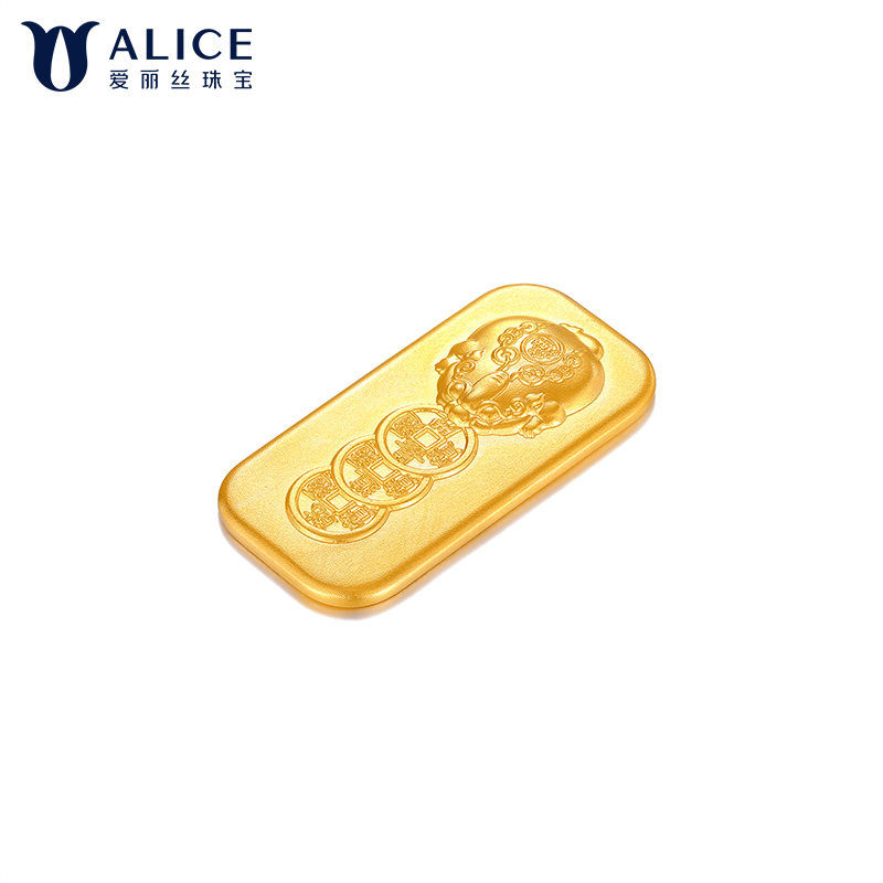 ALICE/爱丽丝黄金投资金条10g古法经典招财进宝小金蟾三帝钱金条