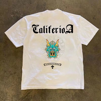 260g重磅不透潮流设计时尚个性印花T恤夏季纯棉圆领短袖男款休闲