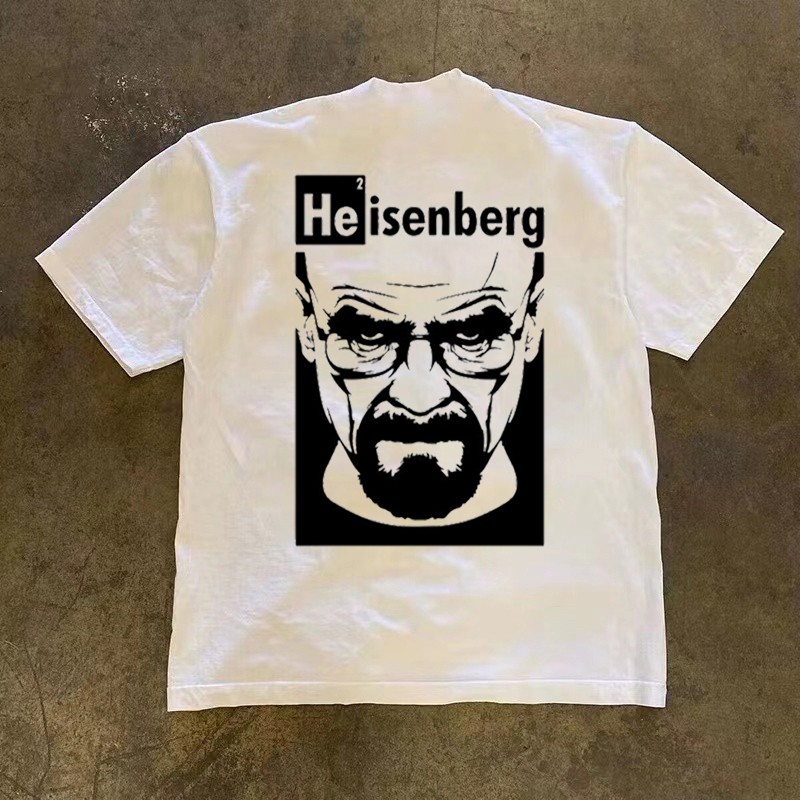 260g重磅不透原创设计绝命毒师海森堡印花纯棉短袖男休闲情侣t恤