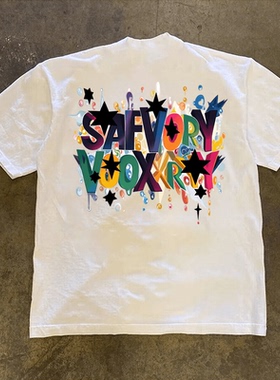 260g重磅不透潮流抽象休闲时尚印花T恤夏季纯棉圆领短袖男款透气