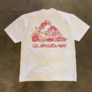 男女同款 潮流设计感花卉印花T恤青年街头感春夏季 纯棉圆领短袖