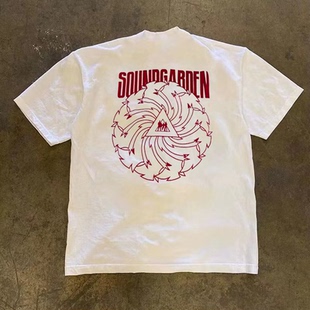 休闲情侣t恤上衣服 美式 260g重磅不透原创设计印花纯棉短袖 男夏季