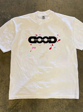 JSC{纯棉时代} 260g重磅潮流个性印花t恤夏季圆领短袖男宽松不透