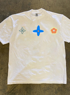 JSC 100%纯棉 轻奢潮款个性设计夏季圆领短袖t恤男女情侣款休闲