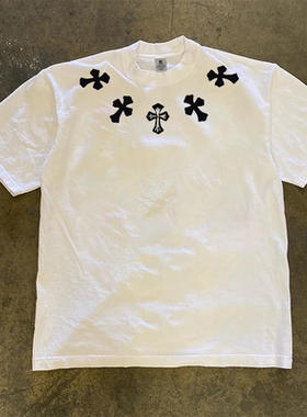 JSC{纯棉时代} 260g重磅不透潮流个性印花t恤夏季圆领短袖男宽松