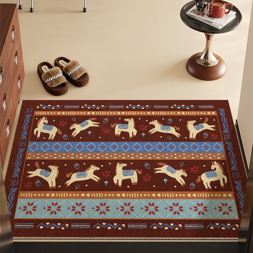 美式复古丝圈入户门地垫刮沙除尘