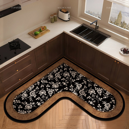 厨房专用硅藻泥L形地垫中古风