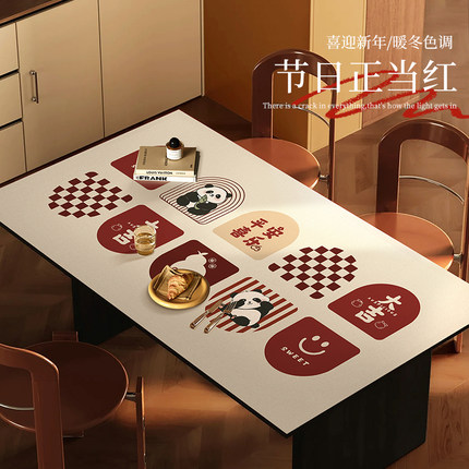 简约现代皮革餐桌垫防水防油防烫免洗红色桌布茶几垫桌面保护垫